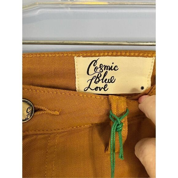 Brand New Cosmic Blue Love Women's 30T Mustard Yellow Tailored Cuffed Pants - Picture 4 of 9